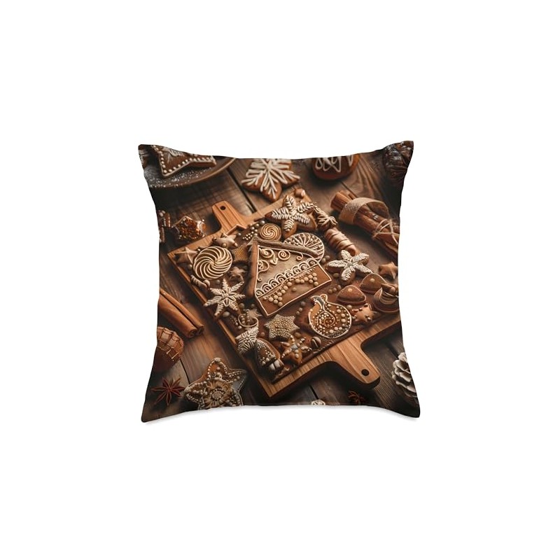 Whimsical Gingerbread House Kit Design Throw Pillow