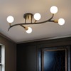 Salburyao Black and Gold Modern Sputnik Ceiling Light Fixture 5-Lights,Mid