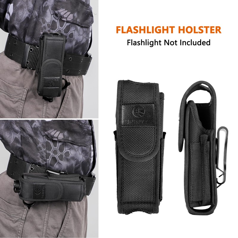 Brinyte Tactical Flashlight Pouch Holster, Rotatable Flashlight Holder Belt Clip