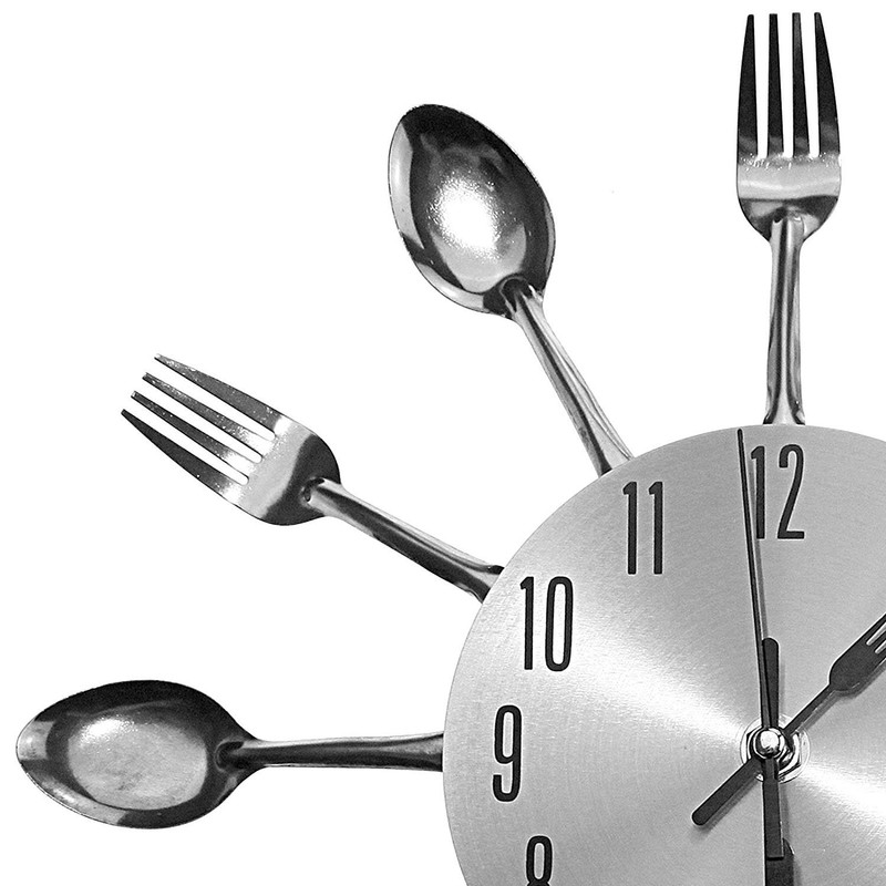 Xrten DIY Kitchen Wall Clock Cutlery Design Kitchen Clock Cutlery