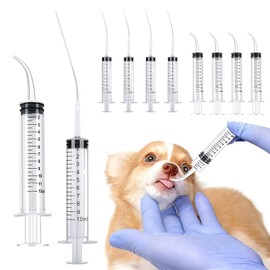 10 PCS Baby Bird Feeding Syringe with 5 PCS 12ml Curved Tip Syringes, 5 PCS 10ml Syringes and 5 PCS 12cm Soft Feeding Tube, Feeding Tool for Small Animals, Pet Feeding Tool, Pet Syringe