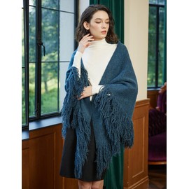 BEAUTELICATE Women Wool Blend Shawl Fringe Shawl Tassel Knitted Blanket Shawls