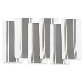 AMOUR INFINI Kitchen Towels 100% Cotton Pack of 6, Highly Absorbent Quick Drying Super Soft Premium Dish Towel for Kitchen with Hanging Loop Hand & Tea Towels - 20x28 Inch (Light Gray)