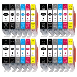 Pack of 24 with Grey Replacement for Canon 570 Pgbk 571 Printer Cartridges PGI-570XL CLI-571XL High Capacity for Canon Pixma MG7750 MG7751 MG7752 MG7753 TS8050 TS8051 TS8052 TS8053 TS9053 TS905 00