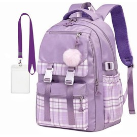 Aryan School Backpack Teenager Girls Women 17 Inch Lightweight Laptop Backpack Aesthetic Daypack Suitable Travel College Work, purple, L
