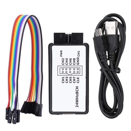 USB Logic Analyzer, USB Logic Analyzer Device Set Mini Digital Pocket Size 8-Channel Input Memory 24MHz