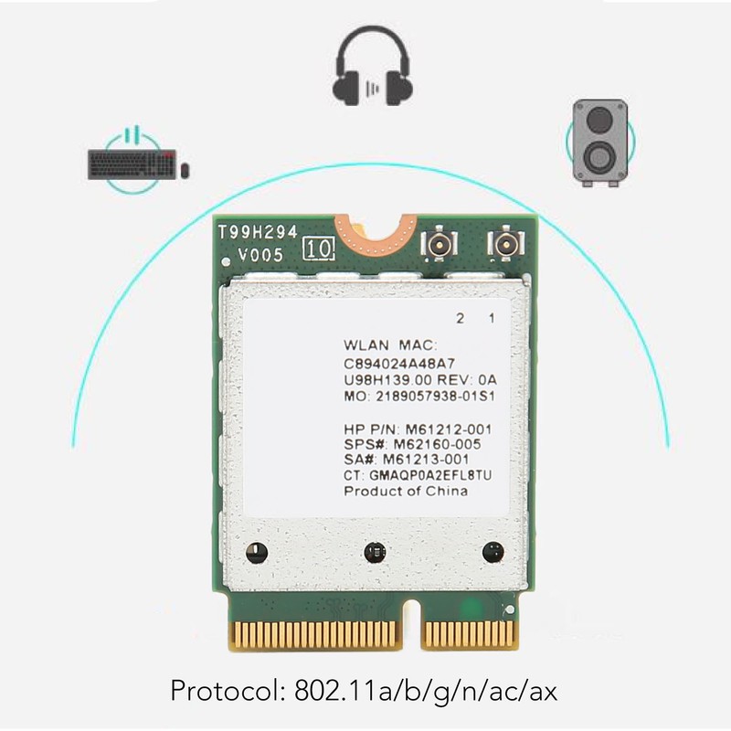 WiFi 6E Wireless Card 2.4G 5Ghz BT5.1 Plug and Play