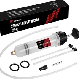 Thorstone 200cc Automotive Fluid Extractor Pump, Manual Oil Change Syringe with 50cm Rubber Hose & 2pcs 22cm PVC Suction Tubes