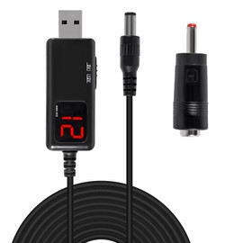 USB Boost Converter DC 5V to 9V 12V Step Up USB Cable DC 5V Boost to 9V 12V Voltage Converter 1A Transformer Power Regulator Line LED Display with 3.5x1.35mm Connecter