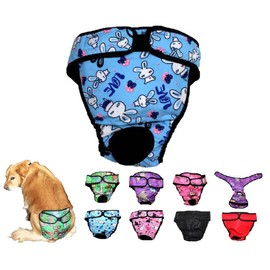 Dog Diaper Reusable Washable Female Girl for Medium & Large Big Dog Breeds Size L, XL, XXL DELIVERY 2-4 Days! (Large: Waist 20" - 24", Blue Bunny)
