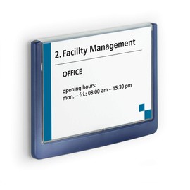 Durable Click Information Sign 149 x 105.5 mm Dark Blue | Door and Wall Sign | Includes Fittings | Ideal for Offices, Hotels, Public Buildings, etc.