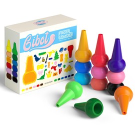 Gibot Toddler Wax Crayons, Palm Grip Wax Crayons, Colours, Drawing Pen, Wax Crayons, Stackable Toys for Kids, Toddlers and Children, Safe and Non-toxic, multicoloured