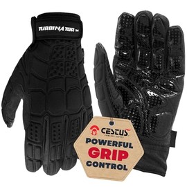 Cestus 3061, Black Box Handling Gloves for Men, Heavy Duty Work Gloves with Grip for Boxes, Package Handler Gloves Warehouse (Black, X-Large)