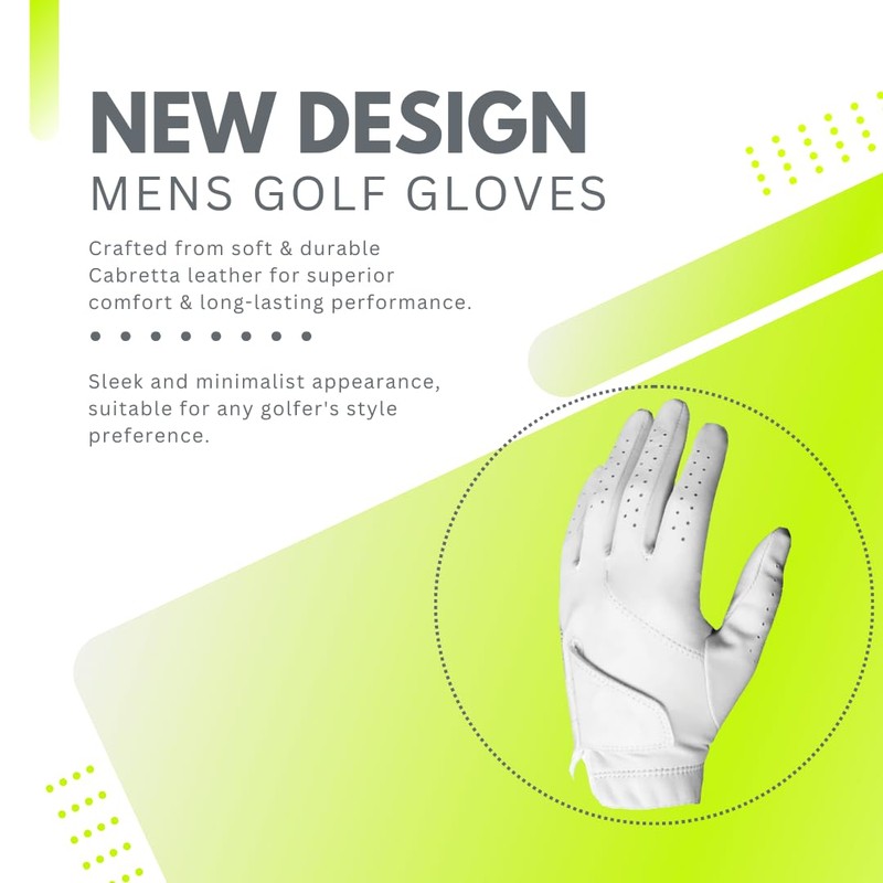 Scratch Cabretta Leather Mens Golf Gloves (5 Pack) Logo Free,
