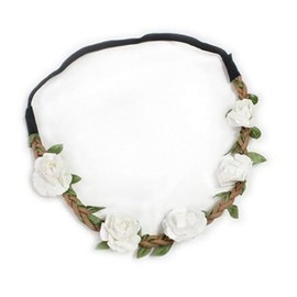 White Floral Garland Headbands Wreath Floral Headband Bohemian Style Hippie Love Flower Garland Crown Festival Wedding Hair Headdress Party Festivals Hair Accessories Headbands