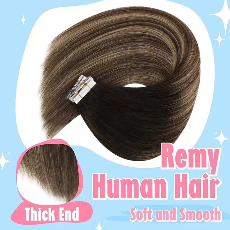 sunny hair Extensiones Cabello Real 14in Ombre Balayage Roots Negr
