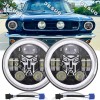 JESUO Pair 7" Round LED Headlight Hi-Lo beam For Chevy