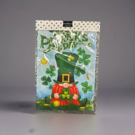 Unbranded Happy St. Patrick's Day Gnome Shamrock  Indoor Outdoor Garden flag 12" x 18"