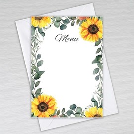 Menu Cards for Restaurant Tables/Blank Write Your Own Menus for Weddings and Dinner Party Receptions: Sunflower Leaves Menu Choice Cards (Pack of 50 with Envelopes)