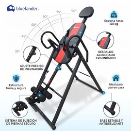 Bluelander Tabla de Inversión Por Gravedad, Ajustable de 30° a 90°, Medidas 115 * 68 * 150 cm, Mesa Inversión Plegable para Espalda y Cuello, Equipo d