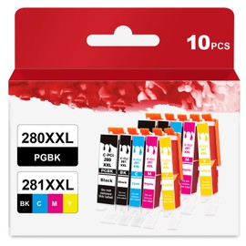 10 Pack 280XXL 281XXL 280 281 XXL Ink Cartridge to TR8620a TR8600 TR8620 TR8520 Ink Replacement for Canon PGI-280 CLI-281 XL to TR7520 TS702a TS9520 TS9521C TS6120 TS6220 TS9120 TS6320 TS8220 Printer