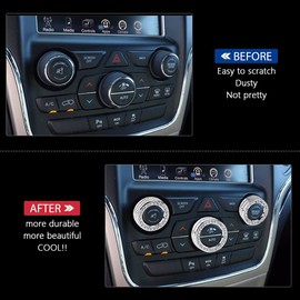 PIFOOG for Jeep Grand Cherokee Accessories & Cherokee Accessories 2014-2021, Crystal Bling Car AC Knob Covers for Jeep Interior Trim Kit 3PCS Women Men Metal Silver