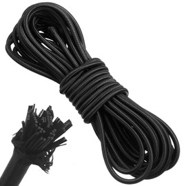 Shock Cord, Elastic Cord, Width 0.1 inch (3 mm), Length 32.8 ft (10 m), Black Latex Rubber Cord, Round, DIY Elastic Cord, Sun Protection and Durable, Super Strong Load Capacity, Safe and Stable,