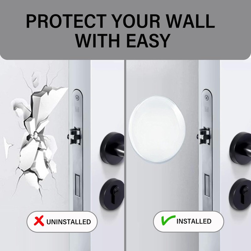 FAMLEAF 3.15" Large Wall Door Handle Stopper, 8PCS White Self