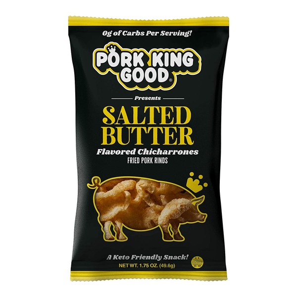 Pork King Good Salted Butter Pork Rinds (Chicharrones) (4 Pack) Keto Snacks