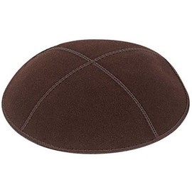 Zion Judaica Genuine Suede Kippot Bulk Packs or Single Pieces Free Clips (1PC, Brown)
