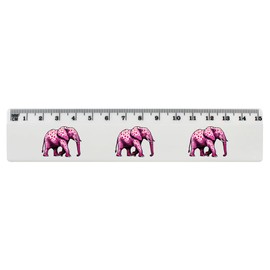 'Pink Spotted Elephant' 15cm (6 Inch) White Plastic Ruler (RL00086053)