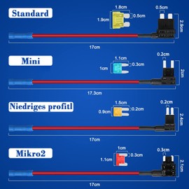 Esteopt Pack of 12 Power Theft Fuse Car, 4 Types ATO/ATC/ATM/APM Power Thieves, Standard/Mini/Micro2/Low Profile Power Thief Car, with Car Fuse for Car, Black, Red, Blue