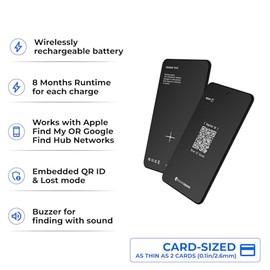 Rolling Square AirCard Dual – Bluetooth Wallet Tracker Android y Apple Tracking Card Compatible con Apple iOS Find My, Google Android Find Hub, Carga 