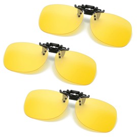 SagaSave Sunglasses Clip, Polarised Flip Up Sunglasses Attachment Polarised for Men and Women Night Driving Glasses, yellow