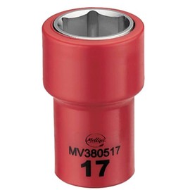 3/8 Inch Drive 17MM Metric 6 Point 1000 Volt Shallow Insulated Socket, Mfr: MV380517-A
