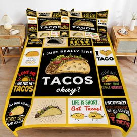 Taco Bedding Set Taco Food Theme Comforter Set for Kids Teens Adults Women Men Taco Duvet Cover Bedroom Decor Soft King Size Quilt Cover with 2 Pillowcases
