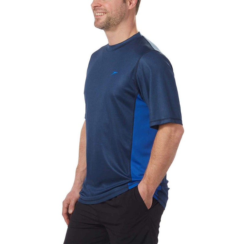 Speedo Men's Longview Short Sleeve Swim Tee - Blue -