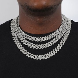 DIDISEE Mens Silver Gold Cuban Link Chain for Men Women Diamond Necklace Chain Iced Out Chain Miami Cuban Link Bracelet Men Hip Hop Jewelry for Men and Women Jewelry Gift