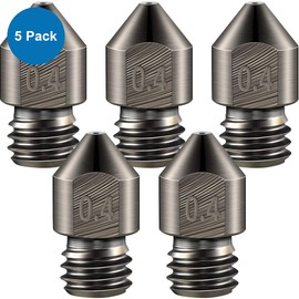 MMOBIEL 5 Pcs 0.4mm Hardened Steel MK8 3D Printer Nozzles Extruder Compatible With Creality Ender 3 Series, Ender 5 Series, CR-10/10S, Makerbot, Anet A8 Incl. 3 Cleaning Needles and Wrench