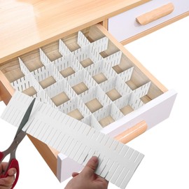 UOIXPUHUO 16 Pcs Drawer Divider Organizer, 14.5 Inch DIY Adjustable Drawer Dividers for Baby Clothes Cutlery Socks Underwear, Plastic Drawer Separators for Dresser Kitchen Office Bedroom (White)