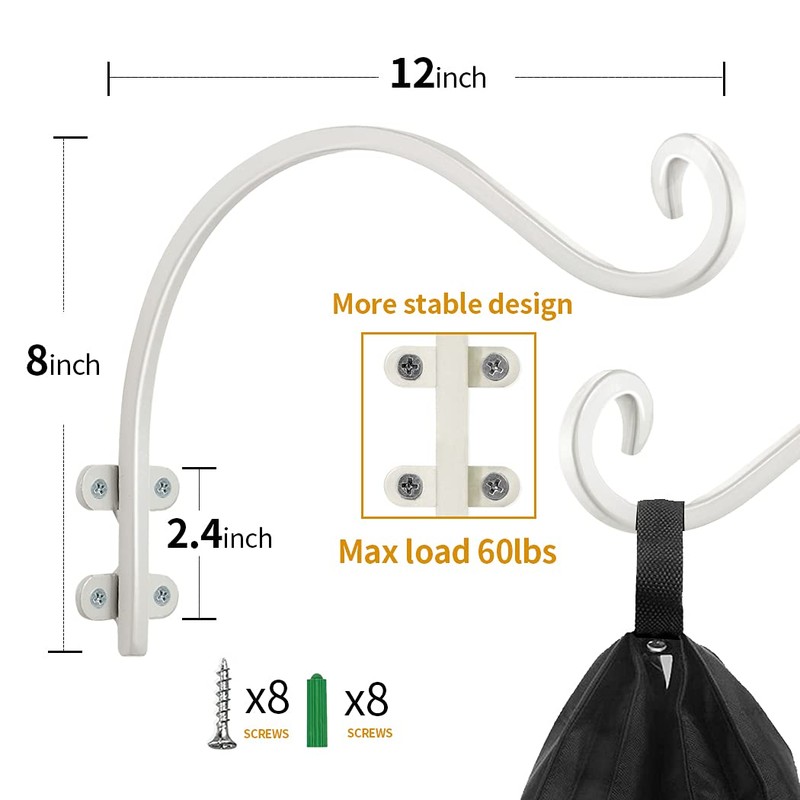 Maosen 12 Inch Plant Hangers Outdoor 2 Pack White, Heavy