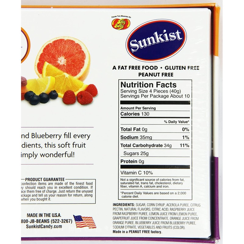 Sunkist Fruit Gems Soft Candy, Assorted Natural Flavors, 14-oz Box