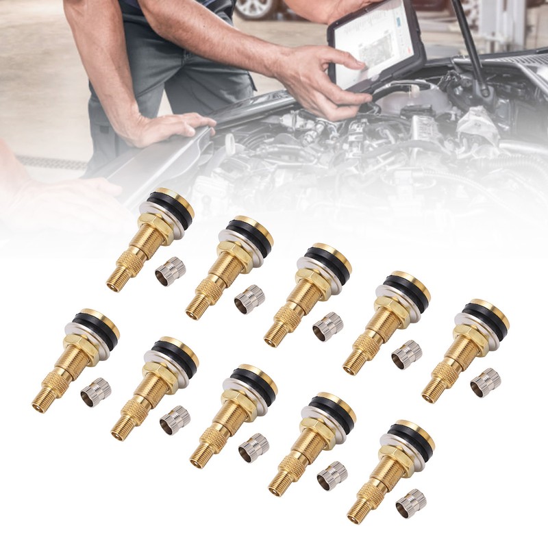 10pcs Air Liquid Tubeless Tire Valve Stem Brass 1 7/8in