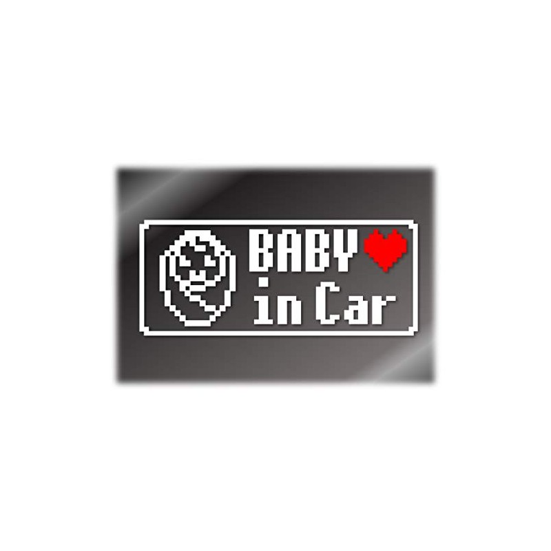 Dot Baby in Car Cutting Sticker Sticker, Nostalgic Famicom Driving