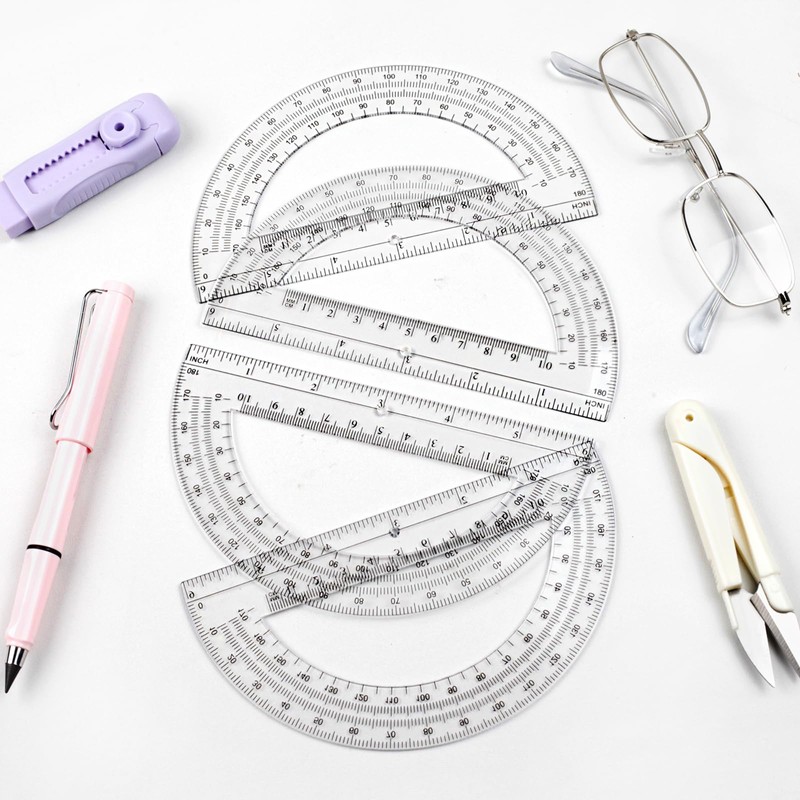 Clear Plastic Protractor Set – 4-Pack 180° Math Geometry Protractors