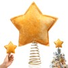 Gejoy Mini Velvet Gold Christmas Star Tree Topper Natural Rustic