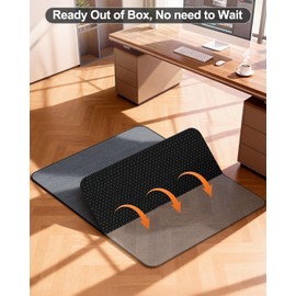 Blvornl Corduroy Office Chair Mat for Hardwood Floor and Low Pile Carpet, 35.4" x 47.3" Non-Slip Desk Rolling Chair Mat for Hard Floors, Heavy Duty Carpeted Floor Protector Rug for Home, Dark Grey