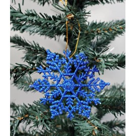 Unbranded Snowflake Christmas Ornament Blue Glitter Sparkle Holiday Tree Decor Gifts 3.5"