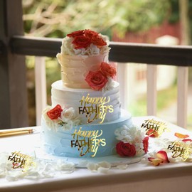 mdgfge - Juego de 10 decoraciones para tartas con diseño de espejo dorado de acrílico, decoración de tartas, para el día del padre, papá, cumpleaños, fiesta, postres