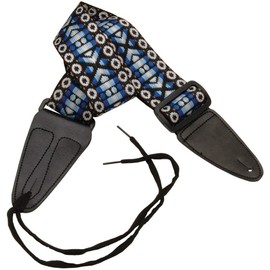 Performance Plus GS3-BL Guitar Strap, Woven Tapestry Hootenanny Pattern Midnight Sky Blue Includes Ties for Acoustic Guitars